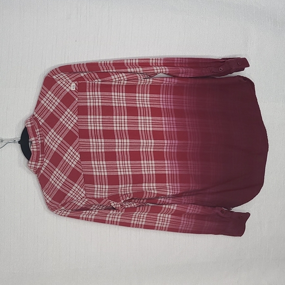 Volcom Long Sleeve Button-Down Flannel Plaid Red Collar Size Small - Picture 4 of 11